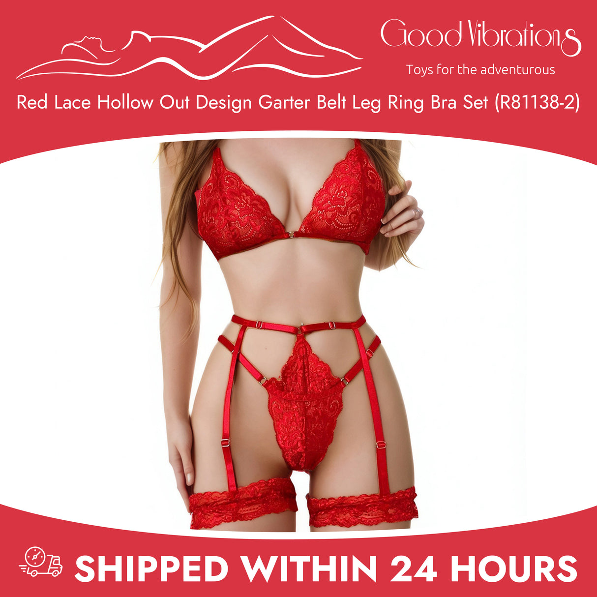 Romantic Wear (R81138-2) Two-piece Red Lace Leg Garter Belt