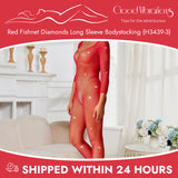 Romantic Wear (H3439-3) One-piece Red Fishnet Diamonds