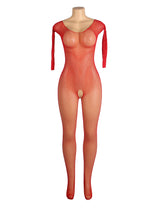 Romantic Wear (H3439-3) One-piece Red Fishnet Diamonds