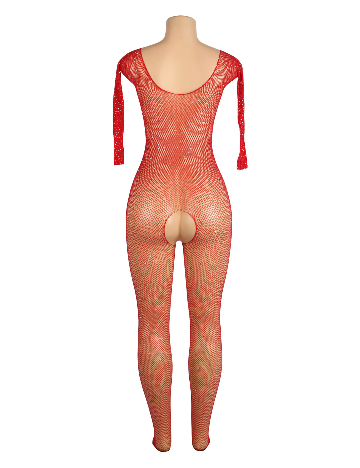 Romantic Wear (H3439-3) One-piece Red Fishnet Diamonds