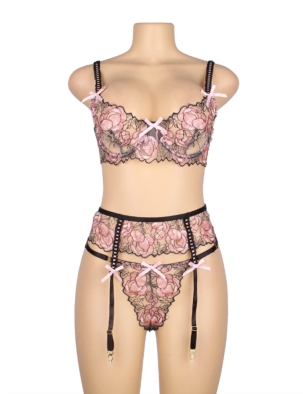 Romantic Wear (R81141) Two-piece Pink Lace Leg Garter Belt