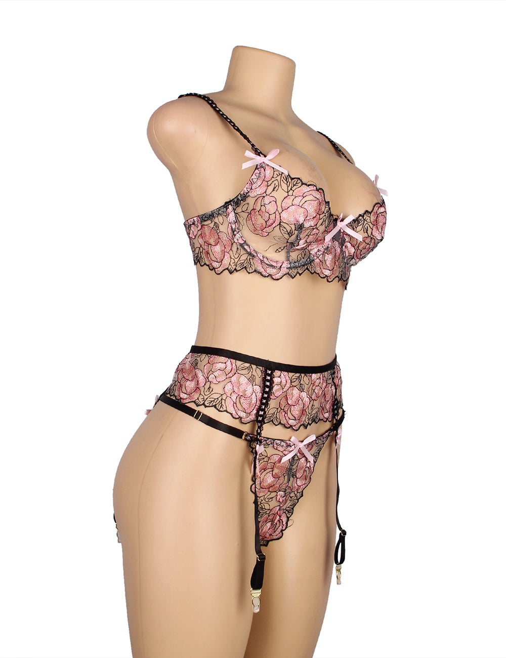 Romantic Wear (R81141) Two-piece Pink Lace Leg Garter Belt