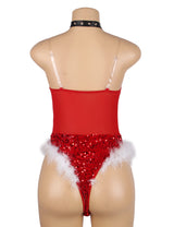 Red Christmas Sexy Plush Sequin Bodysuit (S90797)